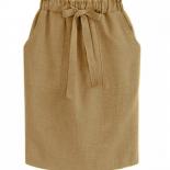 Faldas por debajo de la rodilla elegantes para mujer, falda lápiz de oficina de algodón, paquete de cintura elástica, falda a la
