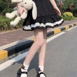 Goth Gothic Lace Ruffle Mini Skirts Womens Harajuku Fairy Grunge Black Pleated Skirt  Lolita Streetwear