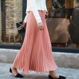 Womens Vintage Pleated Midi Long Skirt Female  Casual High Waist Chiffon Skirts Jupe Faldas  Autumn  Skirts
