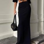 אופנה לנשים חצאיות שחורות ארוכות מותן גבוה דק חלקה אלגנטית שמלת נשים מזדמנת קיץ 2023 חצאית מקסי נשית חדשה