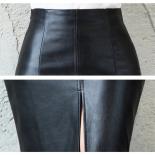  Women Pu Leather Midi Skirt Autumn Winter Ladies Package Hip Front Or Back Slit Pencil Skirt Plus Size  Skirts