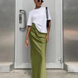 Elegant Satin Black Trumpet Skirts Fashion Slim High Waist Skirts Women Female 2023 Solid Office Long Skirt Spring Summe
