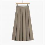 Xpqbb Pleated Long Skirt Women 2023 Summer Solid Color Back Elastic Waist Midi Skirts Female  Streetwear A Line Skirts