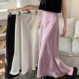Xpqbb Elegant Silk Satin Long Skirt For Women Fashion 2023 High Waist Midi Skirts Woman  Allmatch Ol Mermaid Skirts  Ski