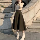 2023 Autumn Winter Woolen High Wiast Skirts Woman Vintage Streetwear A Line Skirts Women Elegant High Quality Pleated Lo