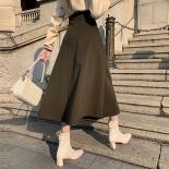2023 Autumn Winter Woolen High Wiast Skirts Woman Vintage Streetwear A Line Skirts Women Elegant High Quality Pleated Lo