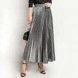 Long Skirt Pleated Gold Color  Pleated Midi Skirts Silver  Pleated Skirt Gold Silver  Skirts  