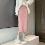 Xpqbb  Style High Waist Sweater Skirts Woman Fashion Side Split Knitted Long Skirts Women Autumn Winter Basic Solid Skir