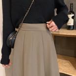 Xpqbb Black Skirts For Women Autumn Winter 2023 New High Waist All Match A Line Skirt Female  Fashion Long Pleated Skirt