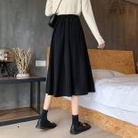 Xpqbb Black Skirts For Women Autumn Winter 2023 New High Waist All Match A Line Skirt Female  Fashion Long Pleated Skirt