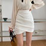 Xpqbb  Tight Women's Skirt  Chic High Waist Office Ol Mini Skirts Ladies Fashion Irregular Bodycon White Skirts Lady