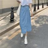 Xpqbb 2022 Summer Pleated Skirts For Women Fashion Irregular Patchwork Aline Denim Skirts Female  High Waist Long Skirt 