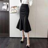 Xpqbb  Fashion Women's Long Skirt Summer 2023 Slim Fit High Waist Mermaid Skirt Female Elegant Folds Hip Wrap Midi Skirt