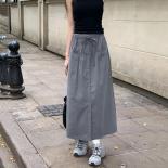 Xpqbb Vintage Streetwear Cargo Skirts Woman Summer 2023 New All Match High Waist Long Skirt Women Y2k Drawstring Midi Sk