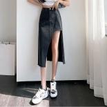 Xpqbb  Fashion Side Split Midi Skirts Ladies High Waist Irregular Long Skirt For Women Elegant With Belt Slim A Line Ski