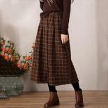 Xpqbb Autumn Winter Thicken Warm Woolen Skirts Women Vintage Streetwear Plaid Long Skirt Woman Casual Loose High Waisted