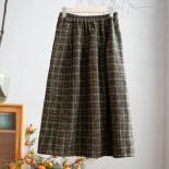 Xpqbb Autumn Winter Thicken Warm Woolen Skirts Women Vintage Streetwear Plaid Long Skirt Woman Casual Loose High Waisted