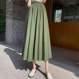 Xpqbb Solid Color Casual Women's Skirts Summer Elastic High Wiast A Line Long Skirt Women All Match Loose Student Midi S