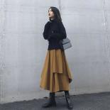 Xpqbb Black Irregular High Waisted Skirts Women Vintage Streetwear Pleated Long Skirt Female Autumn Winter New A Line Mi