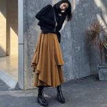 Xpqbb Black Irregular High Waisted Skirts Women Vintage Streetwear Pleated Long Skirt Female Autumn Winter New A Line Mi