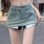 Xpqbb Vintage Denim Skirts Female Fashion Streetwear Antiglare Mini Skirt Women  Slim Fit Highwaisted Short Skirts Woman