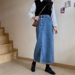 Xpqbb  Style High Wiast Denim Skirt Women Fashion Irregular Split Buttons Up Long Skirt Woman Elegant Midi Jeans Skirts