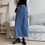 Xpqbb  Style High Wiast Denim Skirt Women Fashion Irregular Split Buttons Up Long Skirt Woman Elegant Midi Jeans Skirts