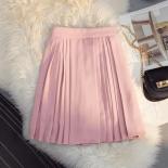 Xpqbb Solid Color High Waist Pleated Skirt Woman  Style Summer Zipper Mini Skirts Women Black White Short A Line Skirts