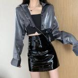 Xpqbb 2022 Summer Black Faux Leather Mini Skirt Women  High Waist Pu Bodycon Skirts Woman Y2k Clubwear Zipper Aline Skir