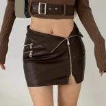 Xpqbb Asymmetrical Zipper Pu Leather Skirt Women  Hot Girl Night Club Mini Skirts Woman Street Tight Bag Hip Short Skirt