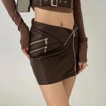 Xpqbb Asymmetrical Zipper Pu Leather Skirt Women  Hot Girl Night Club Mini Skirts Woman Street Tight Bag Hip Short Skirt