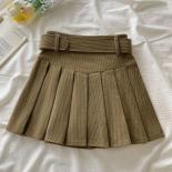 Xpqbb Corduroy Pleated Skirts For Women Vintage High Waist With Belt Mini Skirt Female  Fashion Streetwear A Line Skirts