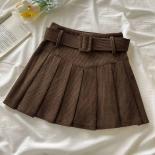 Xpqbb Corduroy Pleated Skirts For Women Vintage High Waist With Belt Mini Skirt Female  Fashion Streetwear A Line Skirts
