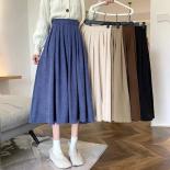 Xpqbb  Style Women's Midi Skirt 2022 Autumn Highwaisted Corduroy Long Skirt Women College Style Pleated Aline Skirts  Sk