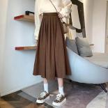 Xpqbb  Style Women's Midi Skirt 2022 Autumn Highwaisted Corduroy Long Skirt Women College Style Pleated Aline Skirts  Sk