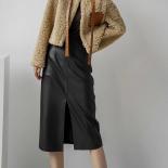 Xpqbb High Waist Pu Leather Skirts Female Vintage Brown Split Back Zipper Pencil Skirts Women Elegant Office Package Hip
