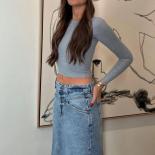 xpqbb y2k streetwear חצאיות נשים אופנת קיץ גבוהה וויסט ג'ינס חצאית ארוכה לנשים וינטג' רפויה כחולה aline maxi sk