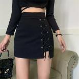 Xpqbb Gothic High Waist Black Mini Skirts Women  Tight Bandage Bag Hip Short Skirt Woman  Slim Fit Zipper A Line Skirt