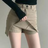 Xpqbb Khaki Women Denim Short Skirts  High Waist Anti Glare Mini Skirt Woman 2023 Spring Summer  Package Hip Skirt