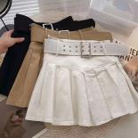 Xpqbb Summer Pleated Skirt Women  Fashion With Belt Mini Skirts Girl Kawaii High Waist School Uniform Aline Short Skirts