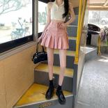 Xpqbb Pink Cargo Denim Skirt Women  Fashion High Waisted Big Pockets Mini Skirts De Mujer College Style Wild Pleated Ski