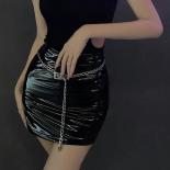 Xpqbb Black Patent Pu Leather Short Skirt Women  Bodycon Club Night Mini Skirts Woman 2022 Summer High Waist Pencil Skir