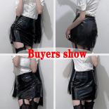 Xpqbb Black Patent Pu Leather Short Skirt Women  Bodycon Club Night Mini Skirts Woman 2022 Summer High Waist Pencil Skir