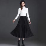 Xpqbb Autumn Winter Pleated Skirts Women Elegant Streetwear Simple A Line Long Skirt Woman Vintage High Waist Midi Skirt