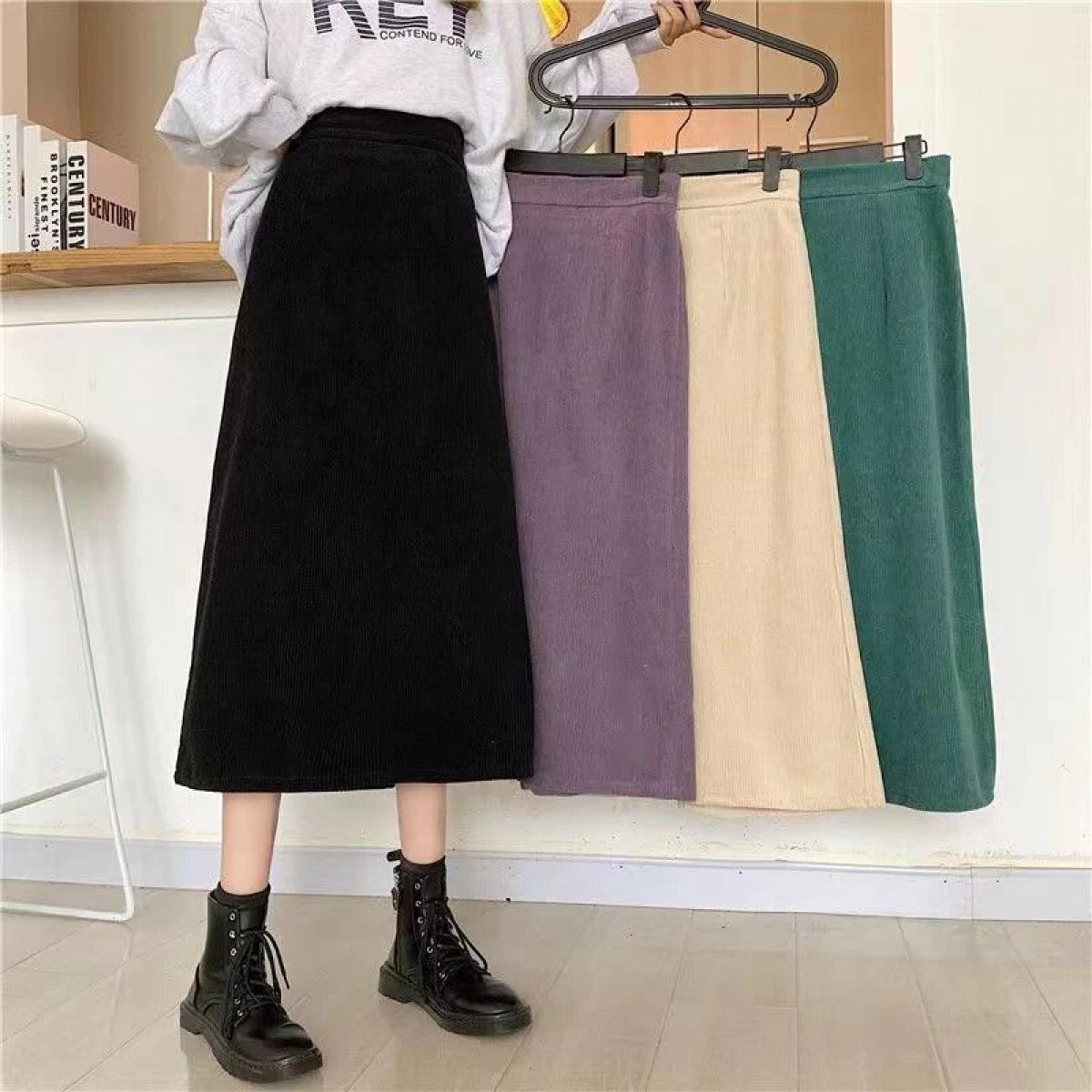 Xpqbb  Fashion Corduroy Skirts Ladies Autumn Winter Casual High Waisted Skirts Women College Style Loose A Line Skirt Gi