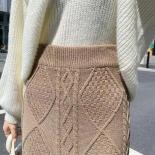 Xpqbb Solid Color Twist Argyle Knit Skirts Women Elegant Slim Fit High Waist Pencil Skirts Female 2022 Autumn Aline Long