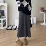 Xpqbb Gentle Style Knitted Skirts For Women Autumn Winter All Match High Waist Long Skirt Woman  Temperament Midi Skirts