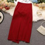 Lucyever  High Split Hip Wrap Skirts Female Solid Color Slim Fit Office Pencil Skirt Women Elegant High Waist Midi Skirt