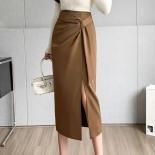 Xpqbb  Chic Side Split Long Skirts Women Fashion Zipper High Waist Midi Skirt Female Summer Solid Slim Office Ol Skirt