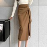 Xpqbb  Chic Side Split Long Skirts Women Fashion Zipper High Waist Midi Skirt Female Summer Solid Slim Office Ol Skirt